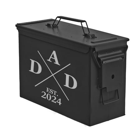 Steel Ammo Can Storage Box Ammunition Case New Dad Father Dad Est 2024 Cross (30cal Black)