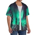 thumbnail image 2 of Gukieu Northern Lights 2 Print Men's Short-sleeved Shirts, Button-down Pocket Shirts, T-shirts, Beach Vacation Travel Summer Clothing-X-Large, 2 of 5