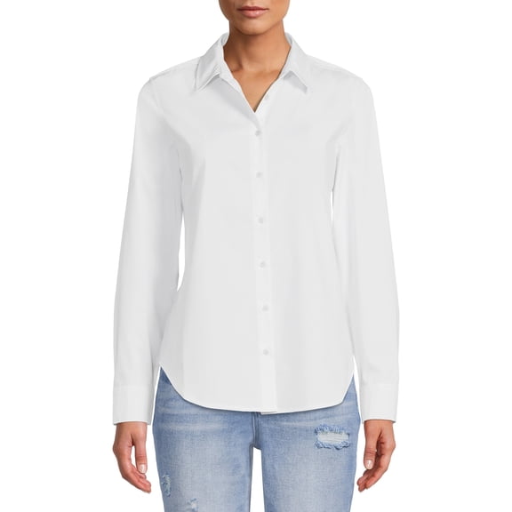 Time And Tru Women's Core Button Front Shirt