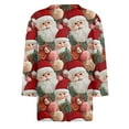 thumbnail image 6 of WTOBBY Women's Casual Round Neck 3/4 Sleeve Loose Printed T-Shirt with Christmas Elements, Ladies Holiday Theme Top for Everyday Wear, Comfortable Fashion Blouse,Wine XL, 6 of 6