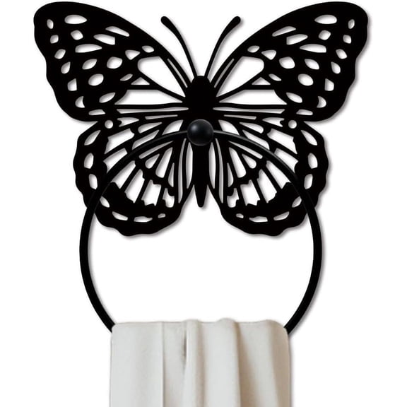 Butterfly Metal Towel Ring Insects Hand Round Towel Holder Wall Decor Animal Towel Rack Wall Mounted for Kitchen Home Hanging Gifts Decoration