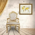 thumbnail image 3 of Nai, Danhui 32x25 Gold Ornate Wood Framed with Double Matting Museum Art Print Titled - World Map Yellow Gray, 3 of 4
