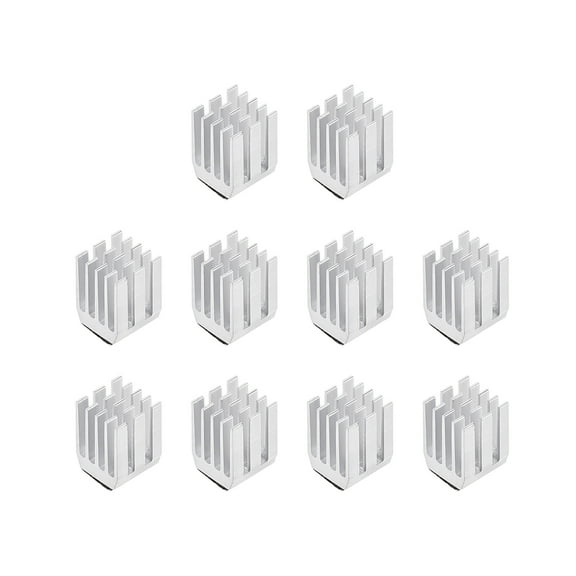 12x9x9mm Silver Tone Aluminum Heatsink Adhesive Cooler Pad for Cooling 3D Printers 10Pcs