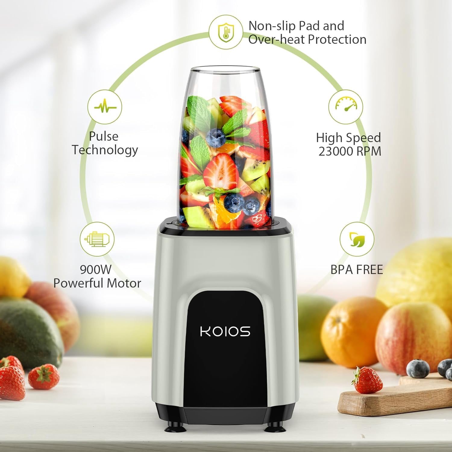 Portable Blender for Shakes and Smoothies, 6 Blades Personal Blender for Kitchen, Smoothie Blender and Grinder with 2 Blades, 18.6Oz & 10Oz Blender Cups, Countertop Blender for Fruits Protein Drink