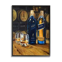 Stupell Industries Whiskey Glasses Still Life Food & Beverage Painting Black Framed Art Print Wall Art, 24 x 30