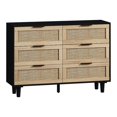 thumbnail image 3 of Shunda K 43.31" 6-Drawer Rattan Dresser with Storage Cabinet for Bedroom, Living Room, Black, 3 of 7