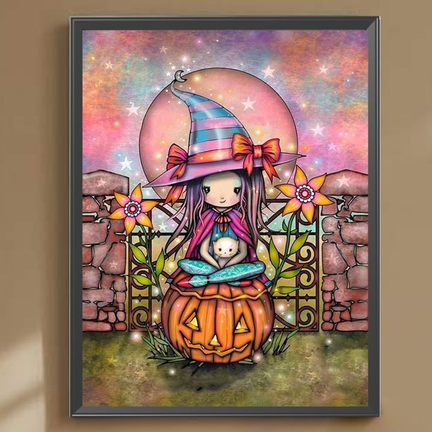 Cuadros Decorativos 5D bricolaje taladro redondo completo diamante pintura niña decoración del hogar arte artesanal (K804) Wdftyju de costura negro 4 estilos