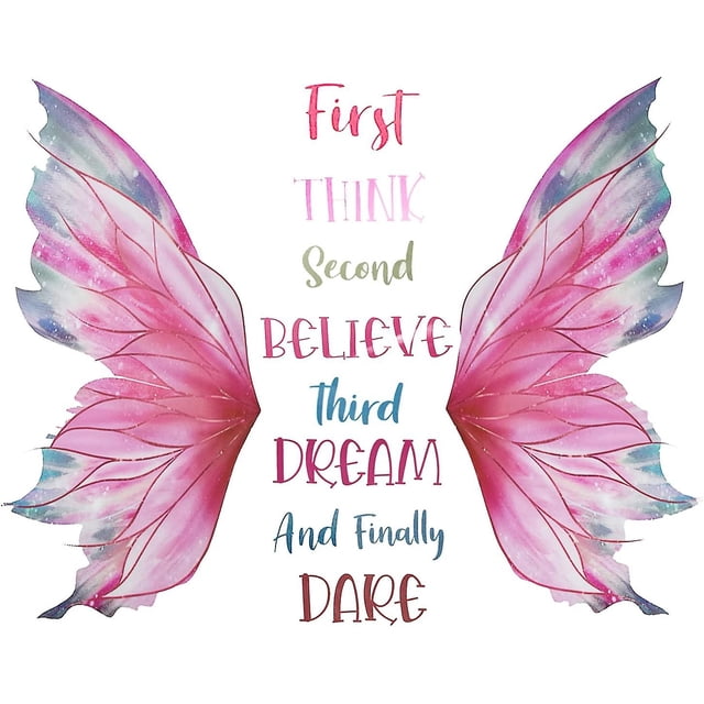 Calcomanía de pared YONGSHENG mariposa rosa 22,8x16,9 pulgadas vinilo autoadhesivo con frase motivacional