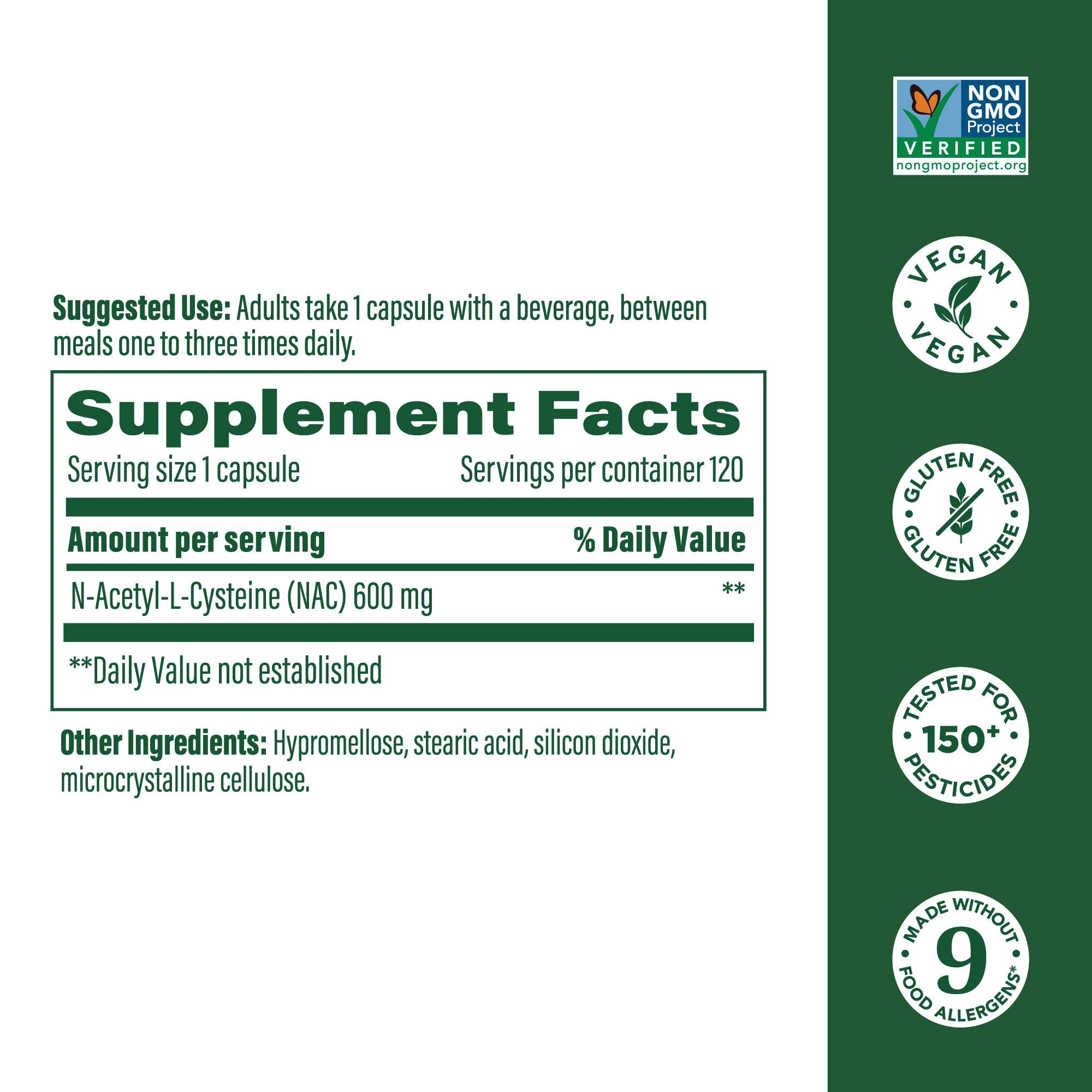 MegaFood NAC 600mg, Promotes Production of Glutathione,120 Capsules, 120 Servings