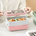 thumbnail image 2 of Large Lunch Box,Student Office Worker Childrens Fruit Lunch Box Microwave Heating Compartment Lunch Box Plastic Fresh Style Lunch Box,Lunch Box with Compartments,Plastic Lunch Box, 2 of 8