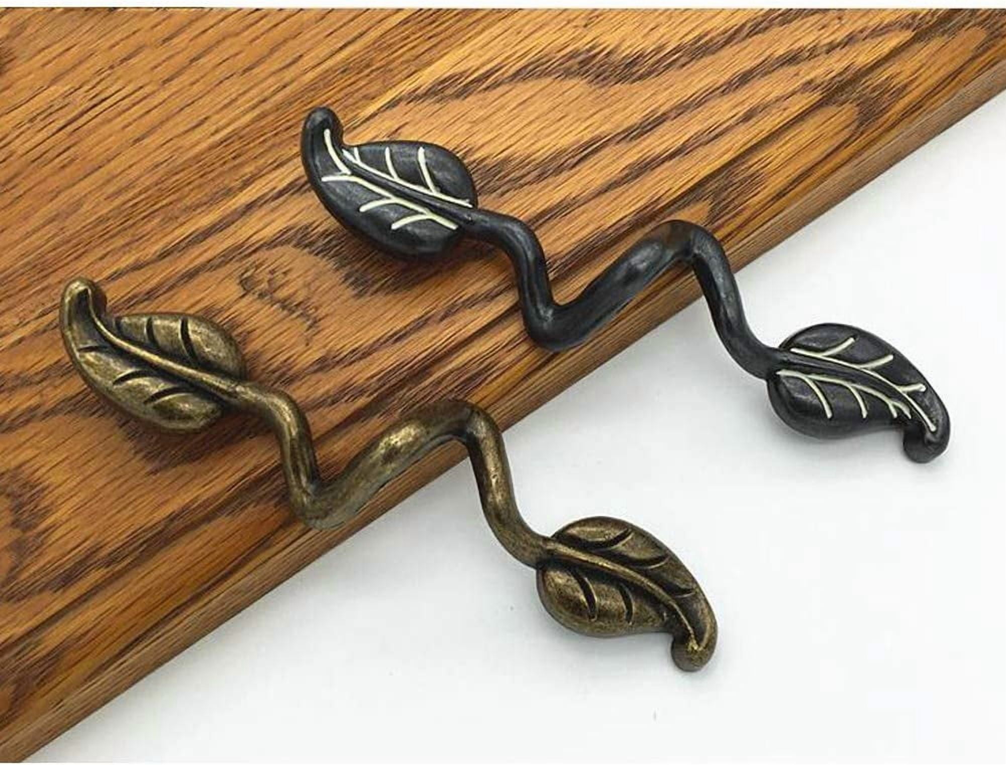 CATPAN Vintage Style Leafy Drawer Pull Dresser Handles Leaf Dresser Pulls Cabinet Knob Hardware for Kitchen Bedroom Bathroom 4 Pieces (Hole spacing 76mm)