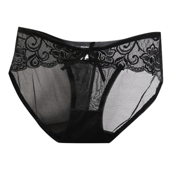Braguitas triangulares de algodón con encaje transparente y sin costuras, de cintura baja, para mujer, muy sexys, con malla ultrafina, tallas M/L