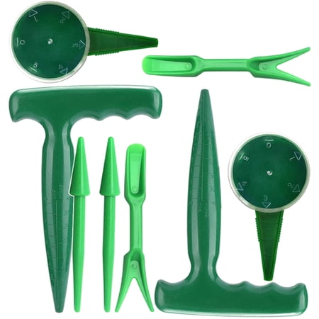 FOLOYORI 8Pcs Ergonomic Hand Seed Planter Tool Green for Garden Soil Aerating and Sowing