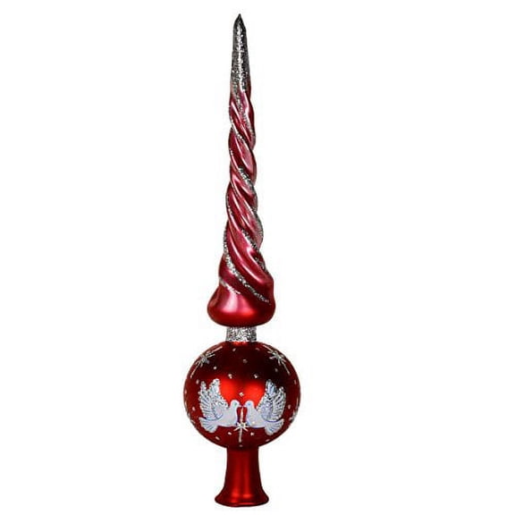 Holidaygiftshops Tender Glass Christmas Tree Topper (Red Matte)