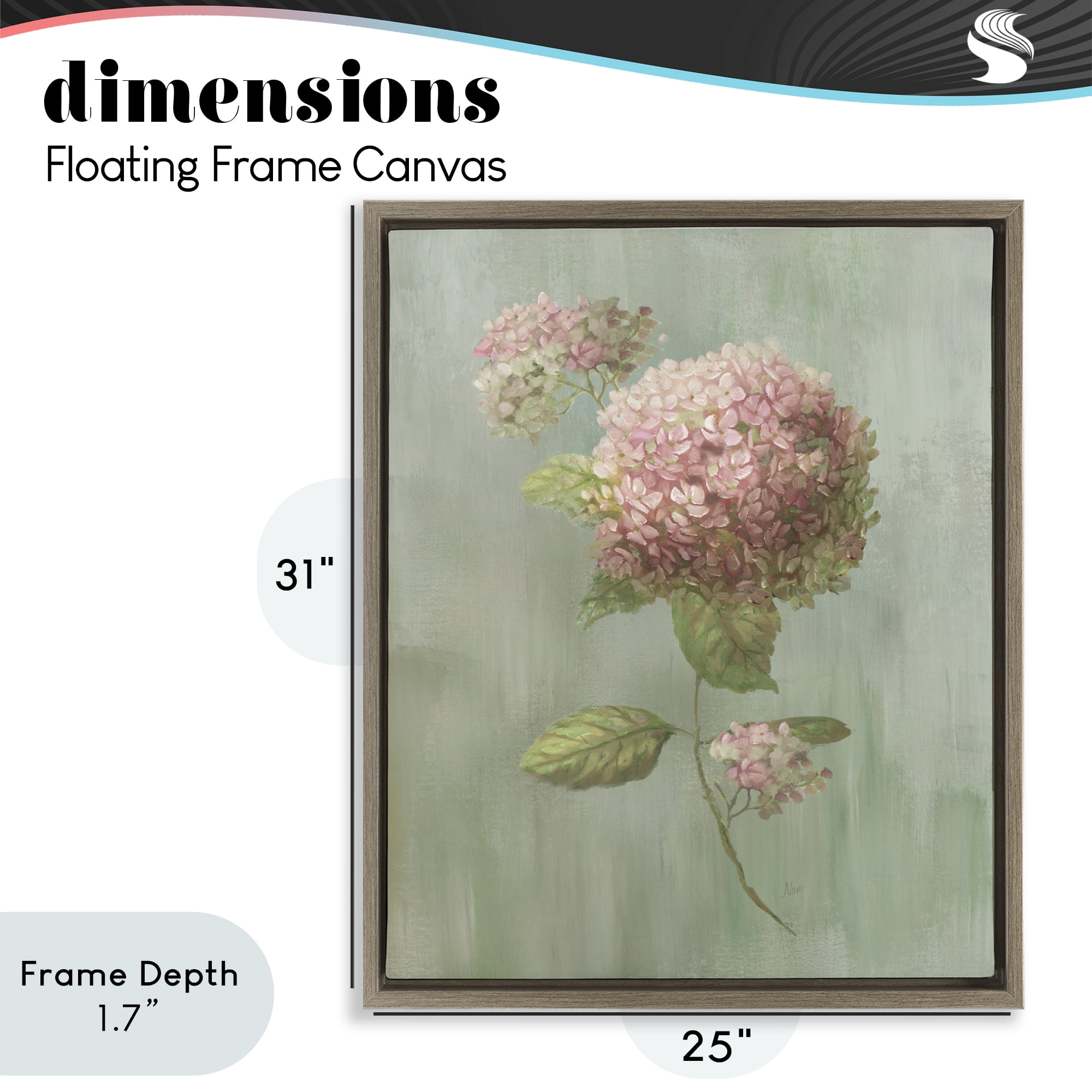 Stupell Industries Single Hydrangea Bushel Brown Framed Floater Canvas Wall Art, design by Nan