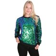 thumbnail image 1 of Women's Glitter Sequin Sweatshirt Long Sleeve Pullover Tops with Ribbed Cuffs, 1 of 5
