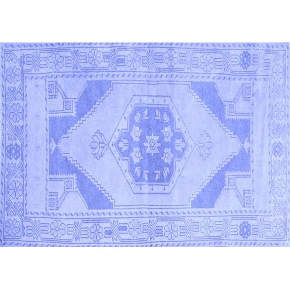 Ahgly Company Machine Washable Indoor Rectangle Abstract Blue Contemporary Area Rugs, 4' x 6'