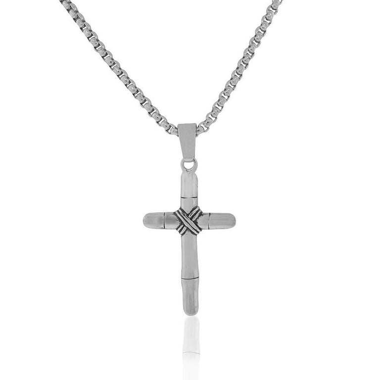 EDFORCE Stainless Steel Large Statement Mens Cross Pendant Necklace 24
