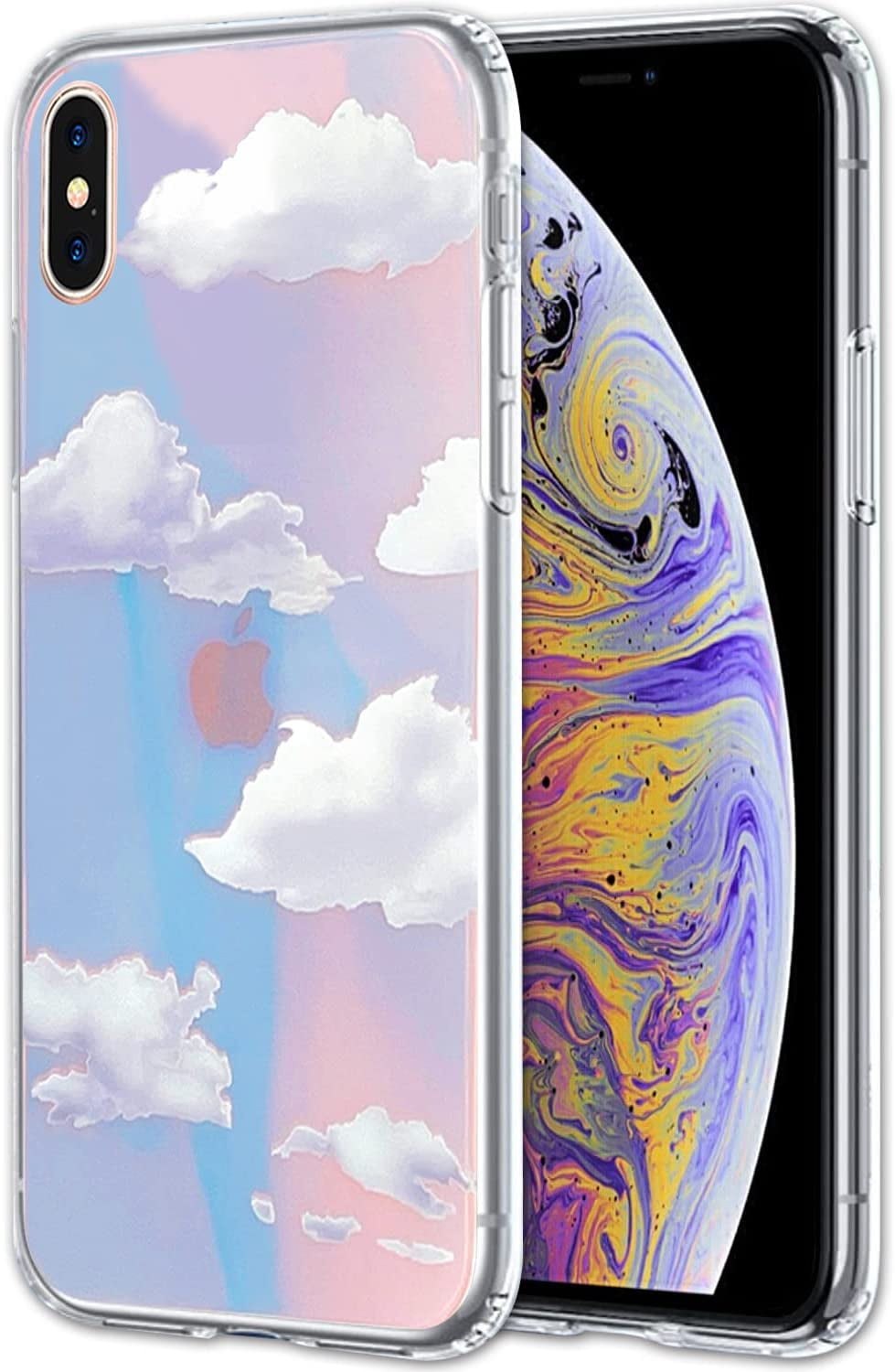  Gurgitat (4in1 Holographic Cloud Case for iPhone 13 6.1 Cute  Clear Clouds Phone Cases Glitter Laser Bling Women Girls Aesthetic Design  Cover+Iridescent Camera Cover+Screen+Chain for iPhone13 : Cell Phones &  Accessories