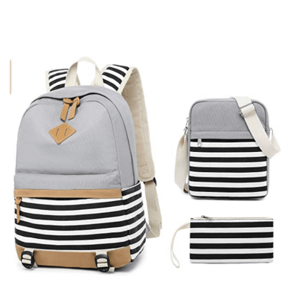 Cute Girls 5 Pieces Backpack Set Classical Canvas Bookbag Shoulder Bag with  Wallet 