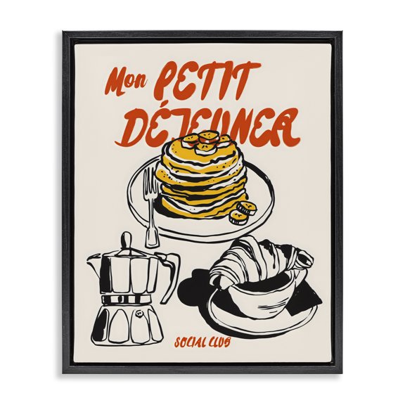 Stupell Industries My Breakfast Pancakes Spread Black Framed Floater Canvas Wall Art, design by The Prints Vibe