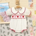 thumbnail image 3 of ZEHJUHAN Baby Girl's Cute Valentine Romper, Embroidered Heart Peter Pan Collar Bubble Sleeve Jumpsuit White，3-6M, 3 of 10