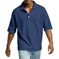 thumbnail image 6 of Dwellite Waffle Short Sleeve Polo Shirts for Men Big and Tall Golf Shirt Casual Solid Color Collared T Shirts Tops Navy 4XL, 6 of 8