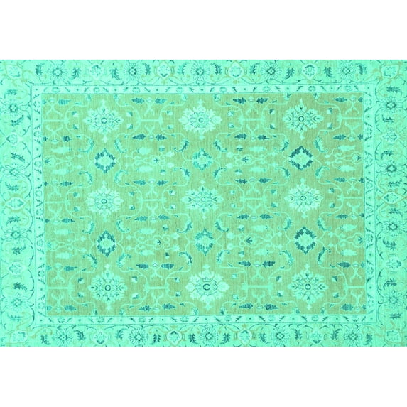 Ahgly Company Indoor Rectangle Abstract Turquoise Blue Modern Area Rugs, 4' x 6'