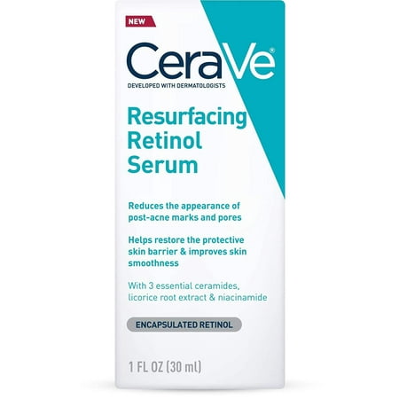 CeraVe Retinol Serum for Post-Acne Marks and Skin Texture Pore Refining, Resurfacing, Brightening Facial Serum with Retinol 1 Oz