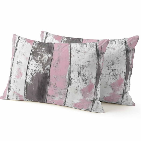 Throw Pillow Covers 12x20 Inch Inch Set of 2 Wood Grain Decorative Pillow Covers Pink Gray Cushion Cover Pillowcase for Sofa Couch Bed Home Decor