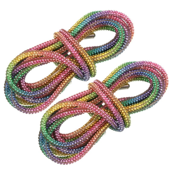 2Pack Rhinestone Shoe Lace, 31.5" Bling Glittered Ropes Drawstring Cords Replacement (Rainbow)