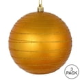 thumbnail image 3 of Vickerman 6" Antique Gold Candy Finish Ball Ornament with Glitter Lines, 3 per Bag, 3 of 3