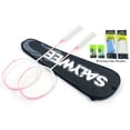 thumbnail image 1 of Composite Carbon Fibre 5U 2Pcs Badminton Rackets, Pre-Strung Lightweight, Max 26lbs, Macaron Pastel Colors, Free Bag, Grip & Frame Tapes, 1 of 11
