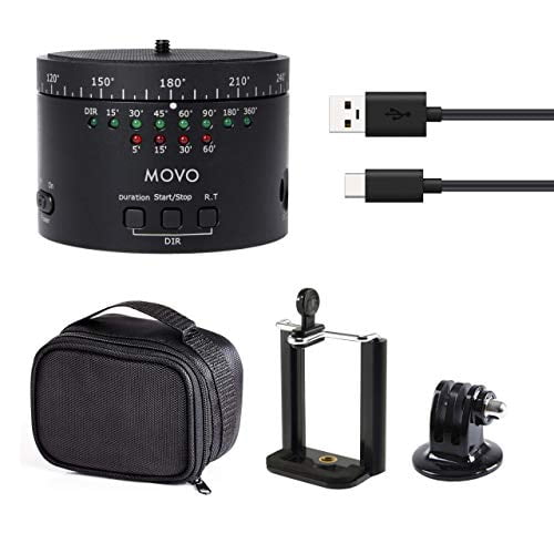 Movo Tête de Trépied Panoramique Motorisée Photo MTP-11 avec Vitesse, Temps et Direction Variables avec Batterie Rechargeable Intégrée - DSLR Parfait