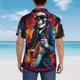 thumbnail image 4 of Balery Rock Skull Singer Camisas hawaianas de manga corta para hombre, camisas playeras de corte holgado, camisas de vacaciones con botones,Medium, 4 of 7