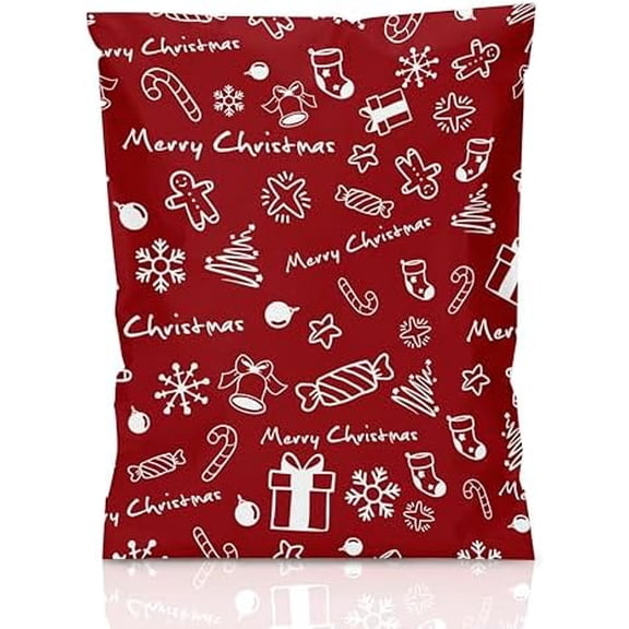 Christmas Poly Mailer 6x9 100 Pack - Holiday Shipping Bags for Clothing, Strong Thick and Self Adhesive Mailing Bags - Packaging Bags