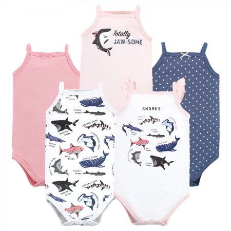 

Hudson Baby Infant Girl Cotton Sleeveless Bodysuits Girl Shark Types 0-3 Months