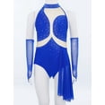 thumbnail image 3 of TTAO Kids Girls Asymmetrical Skirted Leotard Modern Ballet Dance Dress Skating Competition Shiny Camisole Blue 14, 3 of 7