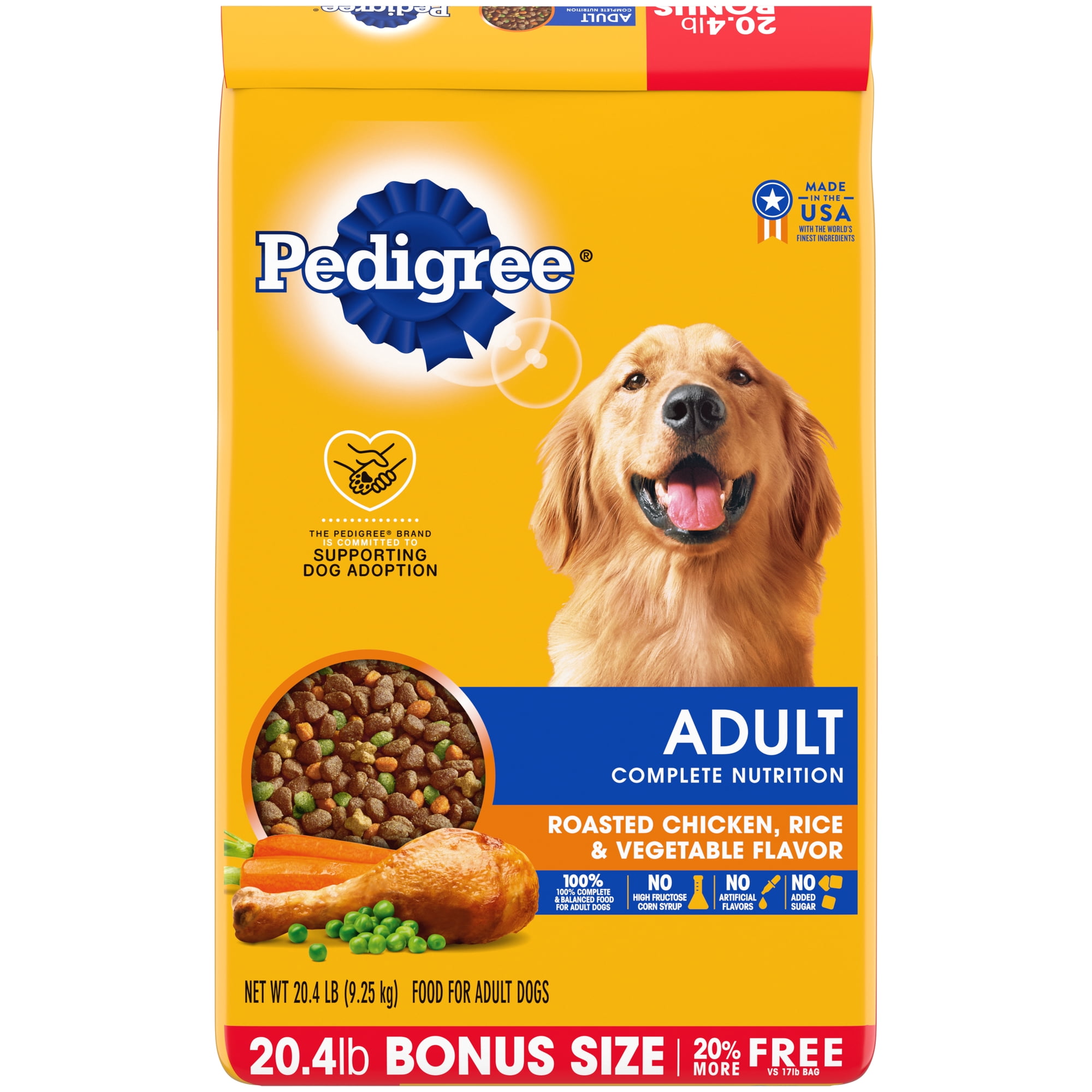 Pedigree Complete Nutrition Adult Dry Dog Food Roasted Chicken, Rice & Vegetable Flavor, 20.4 lb. Bag