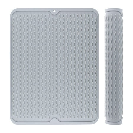 

Silicon Dish Drying Mat Heat Resistant Drying Mat for Kitchen Counter Sink Refrigerator or Drawer liner Large Kitchen Drying Mat (12 x 16 GREY) C48