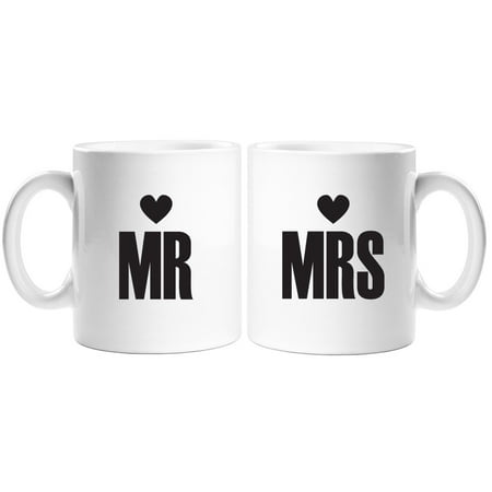 

Mr. and Mrs. Heart White Coffee Mug Set