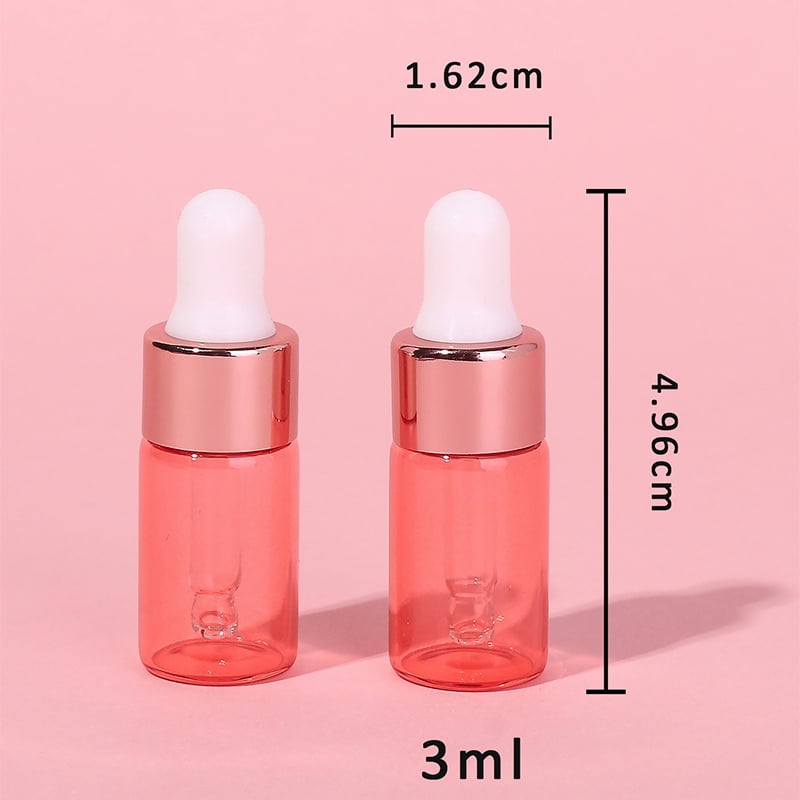 2Pcs 3ml Clear/Frosted/Red Emtpy Glass Dropper Bottles Mini Dropper Bottles for Traveling Essential Oils DIY Cosmetic Liquid