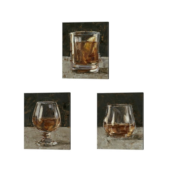 Great Art Now The Hard Stuff by Ethan Harper 3 Piece Canvas Art Set Each 12"W x 15"H