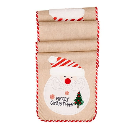 

Christmas Table Runner Linen Table Cover Winter Christmas Printed Dresser Scarf Merry Christmas Banquet Table Flag Snowman Santa Claus Tablecloth