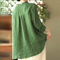 thumbnail image 4 of Green Young Adult Tops Women's Casual Large Size Literary Cotton Long Sleeved Shirt Loose Embroidered Top Plus Size Tops for Women, 4 of 5