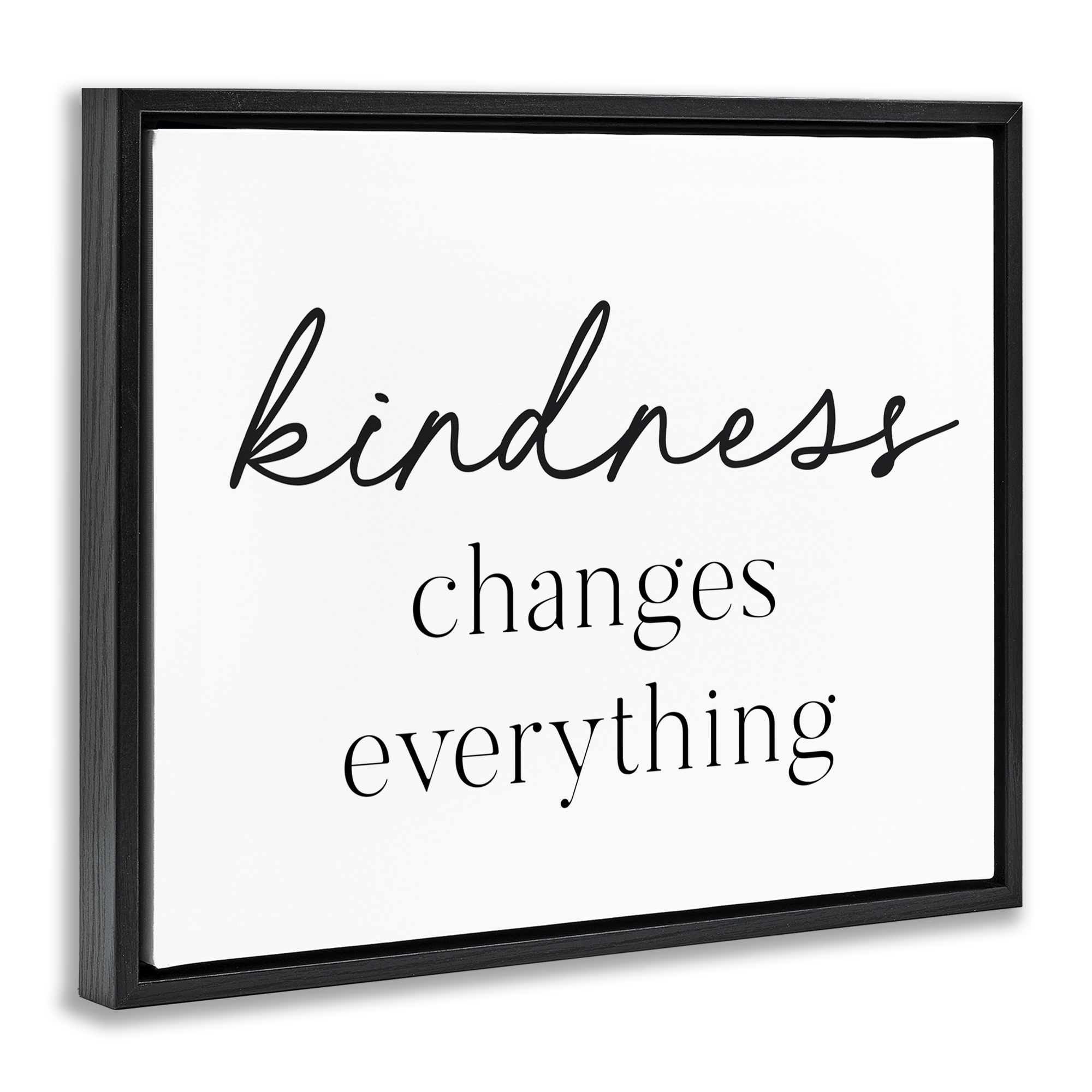 Kindness Changes Everything Black Framed Floater Canvas Wall Art, design by Lettered and Lined