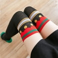 thumbnail image 1 of Nvzi Calcetines navideños hasta el muslo para mujer, 1 par de calcetines hasta la rodilla con regalo navideño multicolor para niñas, D, 1 of 1