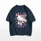 thumbnail image 5 of Camiseta de Hello Kitty Sanrio para mujer, Tops de algodón con estampado de dibujos animados Kawaii, camisas de gran tamaño con cuello redondo, ropa de calle, Top de empalme, 2024, 5 of 6