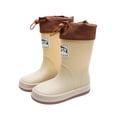 thumbnail image 4 of hopeusnice Kids Rain Boots Mid Calf Style Pull On Closure Waterproof Sole Warm Lining For Wet Weather Outdoor Activities Beige 20, 4 of 5