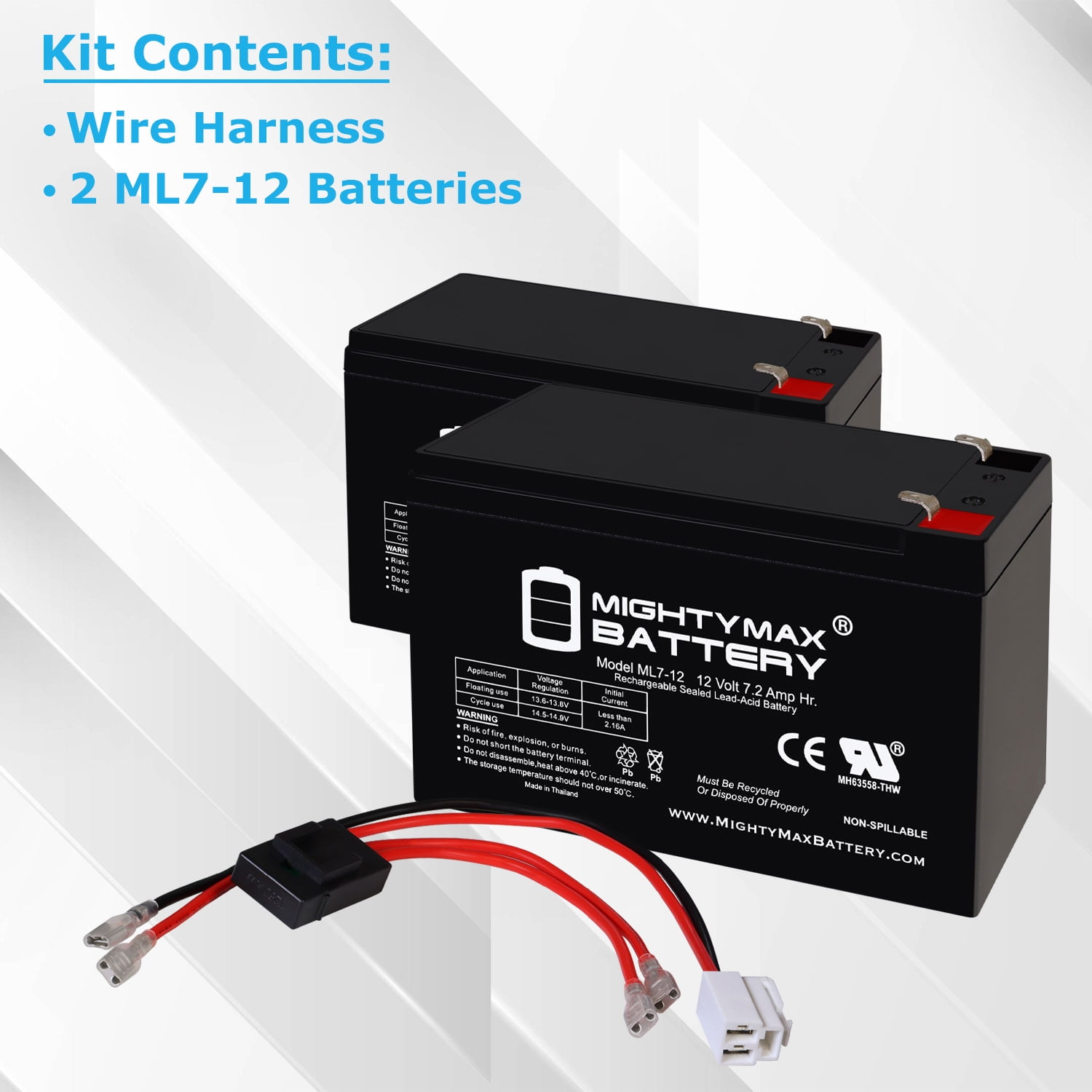 12V 7Ah SLA Replacement Battery Compatible With 12V Electric Kids Dirt Bike Off-Road Motorcycle